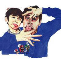 ONT DEUX TÊTES (aquarelle et crayons sur papier, 32,5 x 23 cm)