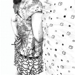 ATTENDENT #7 (composé de 4 dessins de 25 x 25 cm)